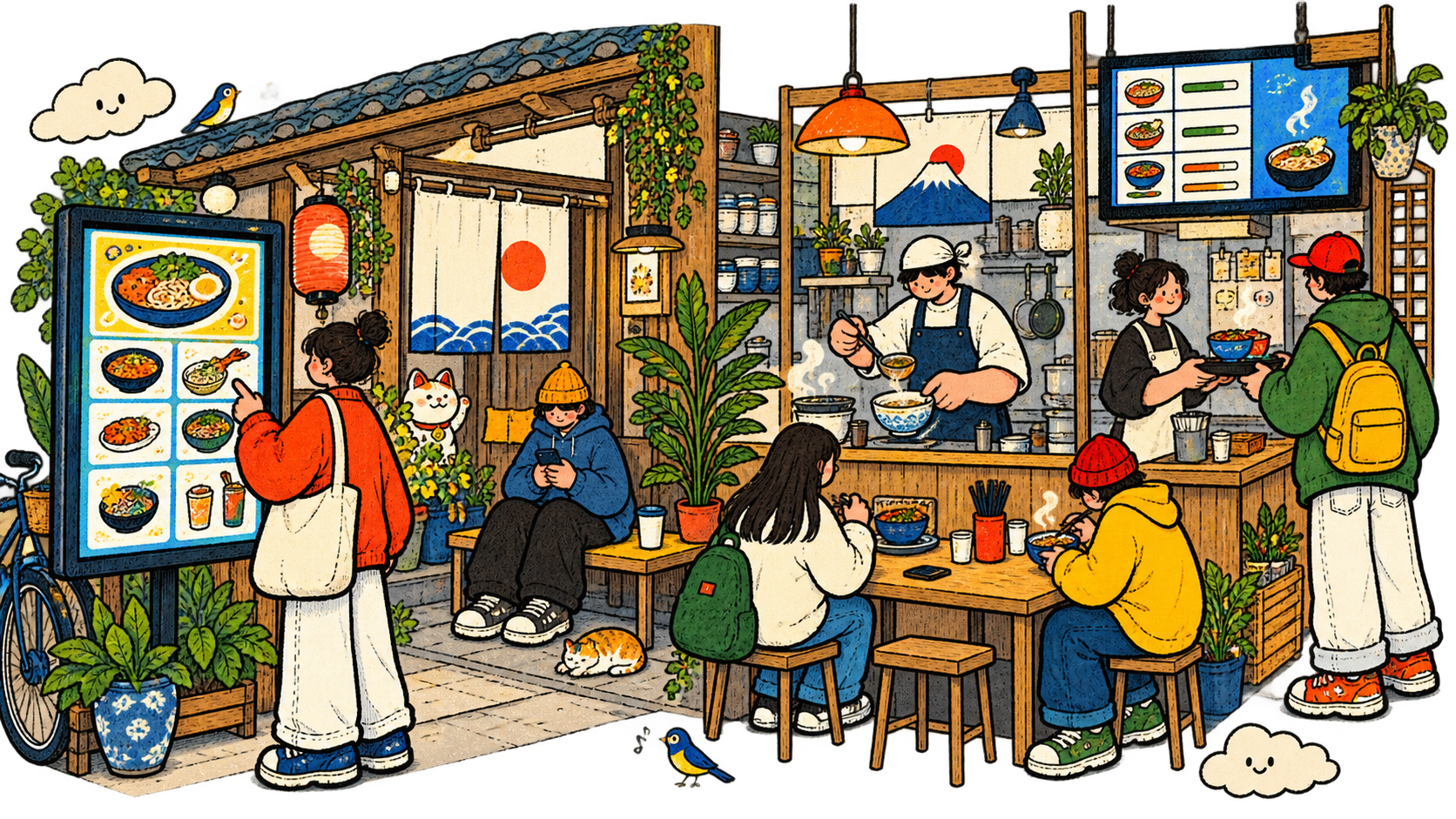 飲食店のデジタルサイネージ活用術｜メニュー表・待ち時間表示の事例